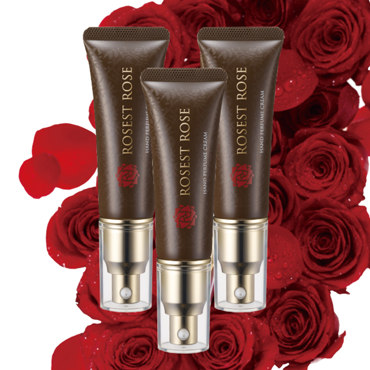 【バラの香り】【ハンドクリーム】【3本セット】ROSEST ROSE(ローゼストローズ）Hand Perfume Cream DM（ハンド・パフューム・クリーム）